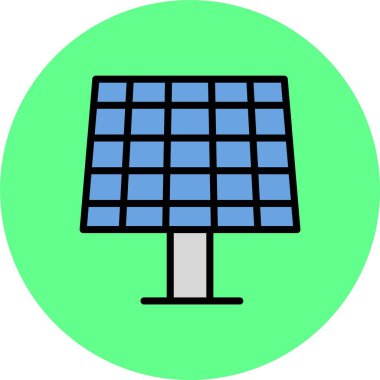 Güneş paneli simgesi. Beyaz üzerinde izole edilmiş web tasarımı için güneş paneli vektör simgesinin basit bir gösterimi