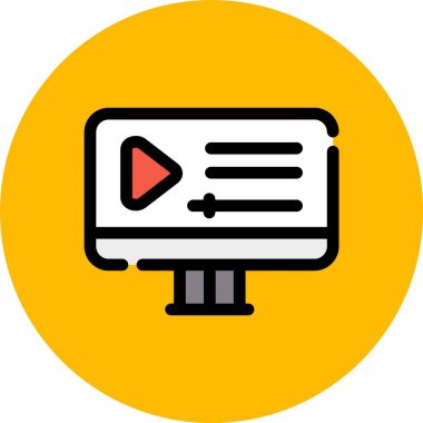 Video kamera simgesi renk dış hat vektörü