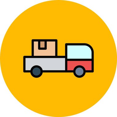 Teslimat kamyonu ikonu. Web için iletim vektör simgesinin düz çizimi