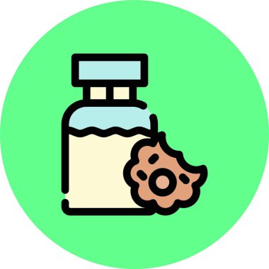 ilaç ve sağlık ikonu renk ana hatları vektörü