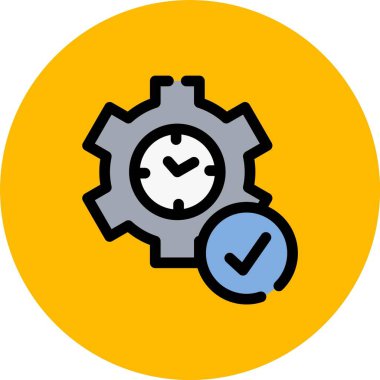 saat, zaman yönetimi simgesi, vektör illüstrasyonu ile zaman ayarlanıyor