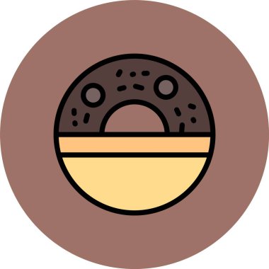Donut düz simgesi, vektör illüstrasyonu