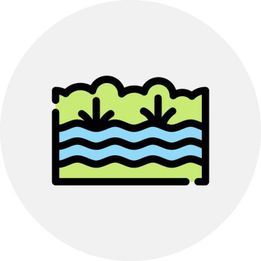 güzel tropikal ada vektör çizgisi simgesi