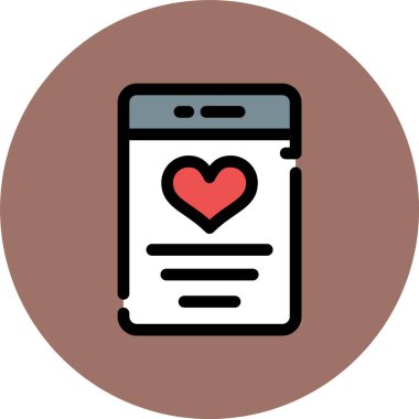 Kalbi olan bir akıllı telefonun vektör çizimi