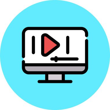 Video kamera simgesi renk dış hat vektörü