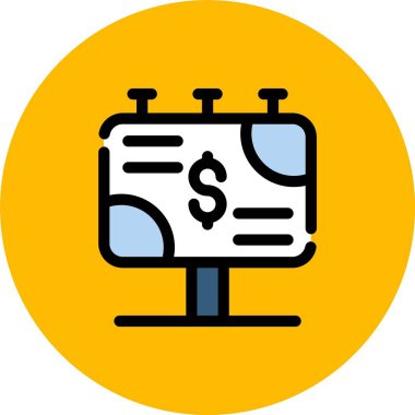 İş dolar simgesi renk ana hatları vektörü