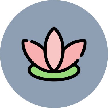 Lotus simgesi, ana hatlı vektör çizimi, spa biçimi