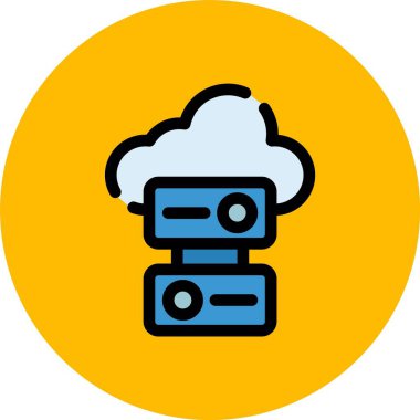 Bulut hesaplama simgesi. anahat bulut hesaplama vektör rengi düz izole