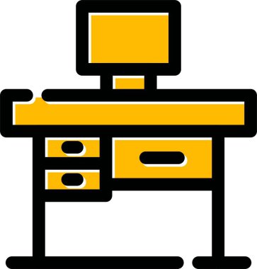 Masa masası mobilyası simgesi - taslak biçimi