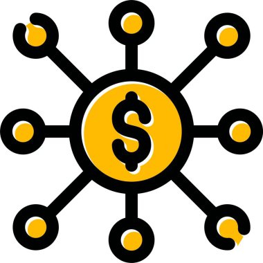 Para ikonu. Vektör çizimi. düz ikonik semboller, siyah renk, yuvarlak arka plan. Web ve yazılım arayüzleri için izole edilmiş.