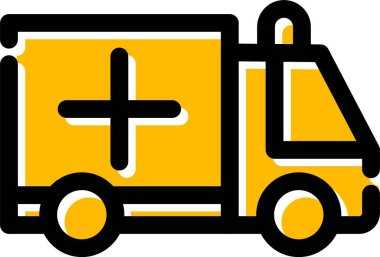 Ambulans acil durum arabası simgesi ana hat biçiminde