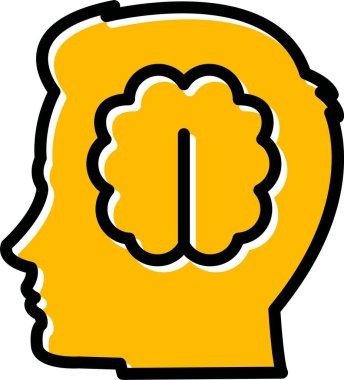 Beyin ikonlu beyin kafası. İnsan beyni baş vektör simgesi rengi düz izole