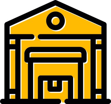 Bina simgesi ve vektör illüstrasyonu beyaz arkaplanda izole edildi