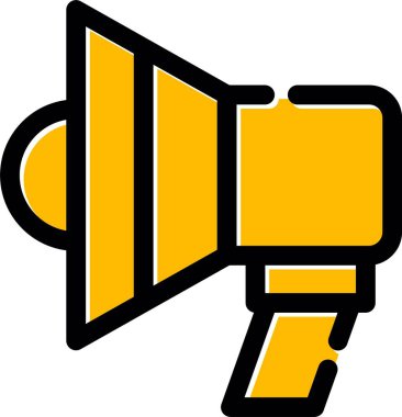 megafon ikonu. Beyaz üzerine izole edilmiş megafon vektör simgesinin basit çizimi