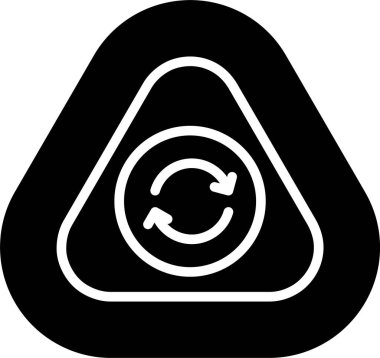 Vektör simgesini tazele. biçim düz yuvarlak sembol, siyah renk, yuvarlak açılar, açık gri arkaplan.