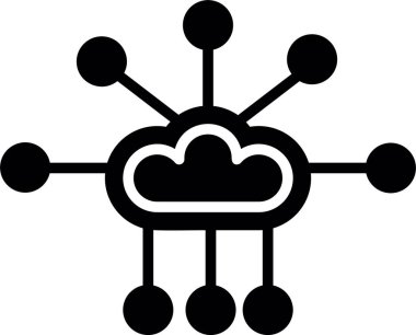 Ana hat biçiminde bulut veri ağı simgesi