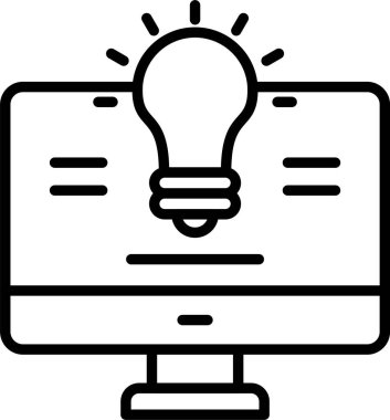 Bilgisayar Fikri, Basit Vektör İllüstrasyon Simgesi