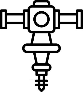 Hidrolik Kırıcı, Basit Vektör İllüstrasyon Simgesi