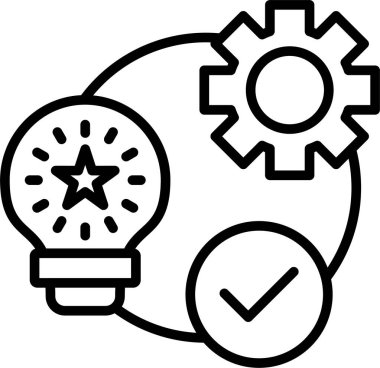 dişli ampul ikonu. Beyaz arkaplanda izole edilmiş web tasarımı için ana fikir lambası vektör simgesi