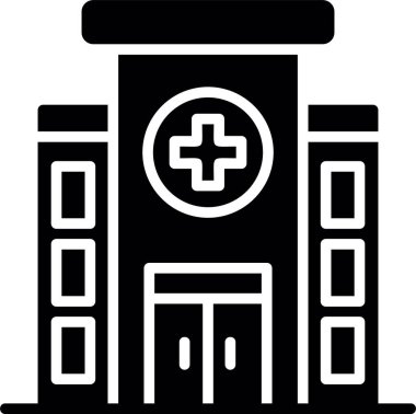 Hastane binası simgesi, basit stil