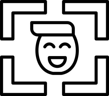 Yüz Tespit, Basit Vektör İllüstrasyon Simgesi