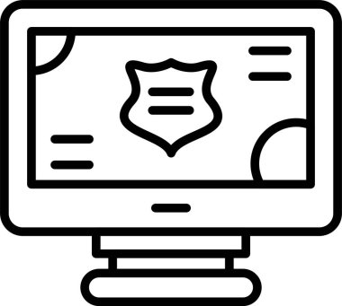 Güvenlik koruma kalkanı simgesi ana hat biçiminde