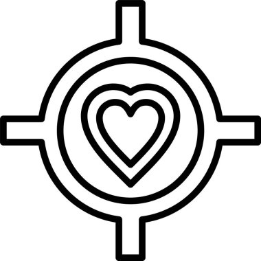 Aşk Hedefi, Basit Vektör İllüstrasyon Simgesi