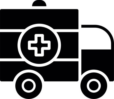 Ambulans arabası acil durum simgesi ana hat biçiminde