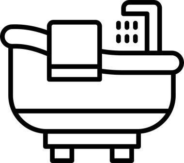 Küvet simgesi, vektör illüstrasyonu