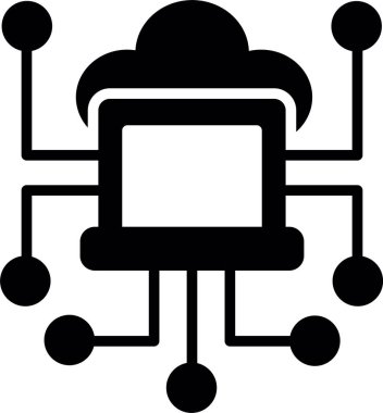 ağ bulut hesaplama simgesi ana hat biçiminde