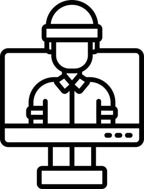 Mühendis bilgisayar simgesi. Web için mühendis vektör simgelerinin özet çizimi