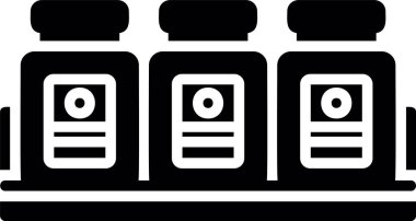 İlaç şişesi ikonu. Web için ilaç şişesi vektör simgelerinin basit çizimi