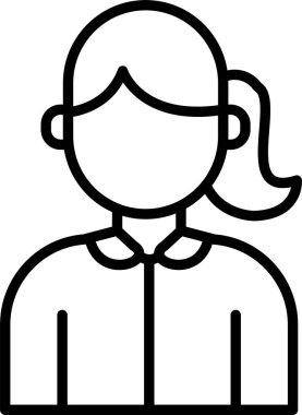 Genç Kadın, Basit Vektör İllüstrasyon Simgesi