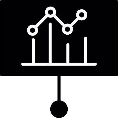 Analitik grafik vektör simgesi. biçim düz sembol, siyah renk, yuvarlak açılar, beyaz arkaplan.