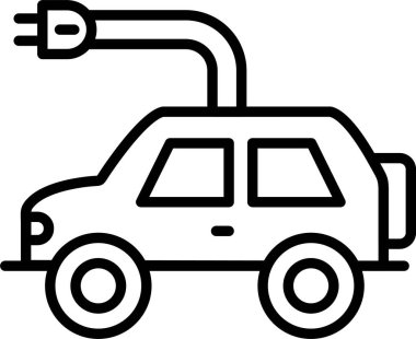 Taslak biçimli elektrikli araba simgesi