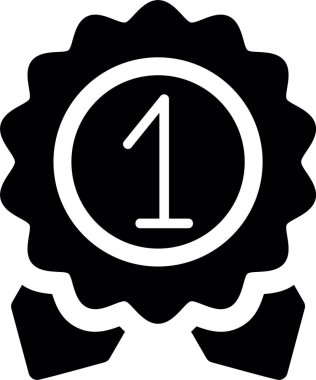 Ödül mühür vektör simgesi. biçim düz sembol, siyah renk, yuvarlak açılar, beyaz arkaplan