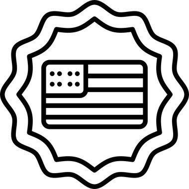 Amerikan bayrağı simgesi beyaz arka plan üzerinde izole anahat tarzı