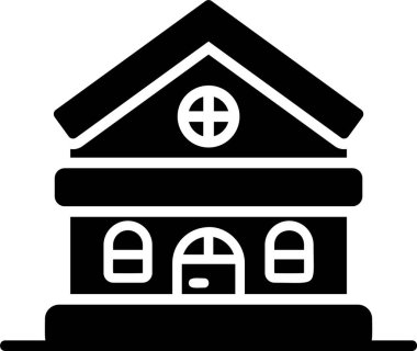 bina simgesi ve vektör illüstrasyonu arkaplanda izole edildi