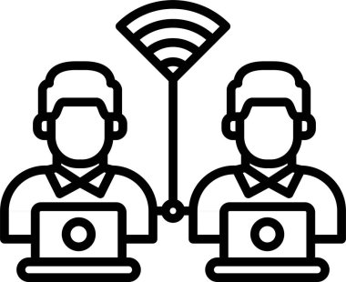 İnsanların vektör illüstrasyonu ve teknoloji simgesi