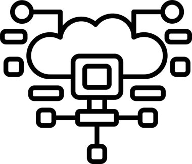 Bulut Hesaplama, Basit Vektör İllüstrasyon Simgesi