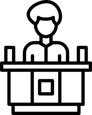 Resepsiyon Masası, Basit Vektör İllüstrasyon Simgesi