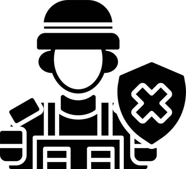 Çapraz kalkan vektör illüstrasyonlu asker