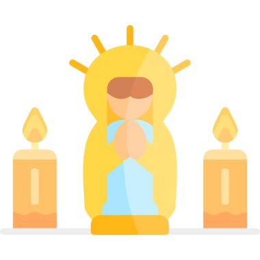 Bir mum ve mum şeklinde bir adam ile vektör düz simge