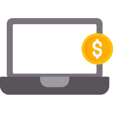 Dolar işareti vektör tasarımı olan dizüstü bilgisayar