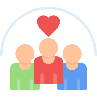 Kalbi düz stil vektör tasarımı olan bir grup insan