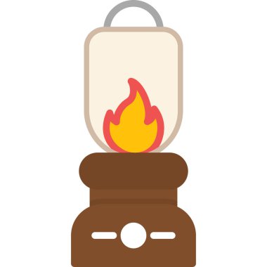 Yanan kamp ateşi simgesi, düz vektör çizimi