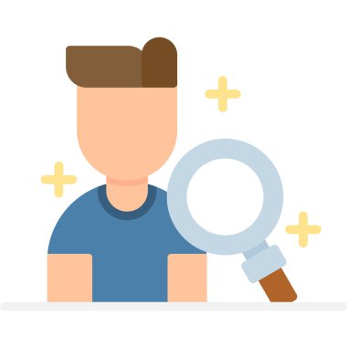 Genç adam büyüteç kullanarak