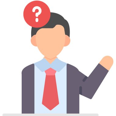 Soru işareti çizimi çizimi olan iş adamı