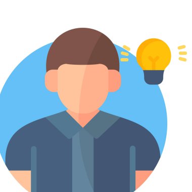 Ampul simgesi vektör illüstrasyon tasarımına sahip iş adamı