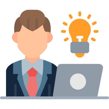 Fikir ve ampul vektör illüstrasyonuna sahip iş adamı